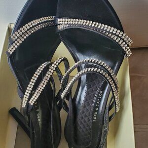 Lord and Taylor Black and Silver rhinestone strappy heels - Size 7 - Used